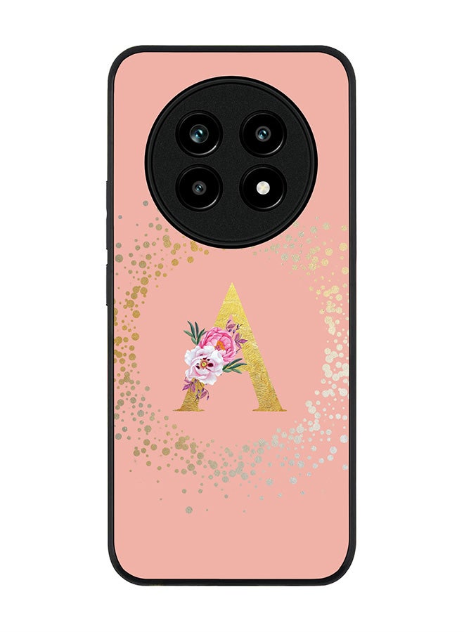 For Realme 13 Pro / 13 Pro+ Case,Slim fit Camera Protection, Shockproof Thin Phone cover  - Custom Monogram Floral - A  (Rose Pink )